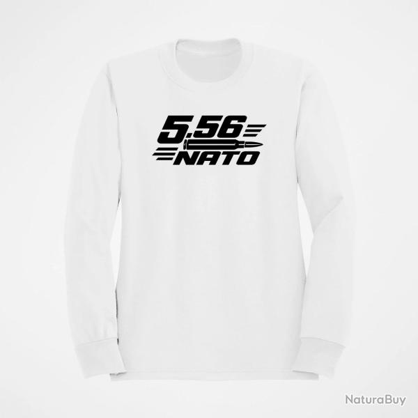 Sweat Tir Sportif Calibre 5.56 NATO Blanc