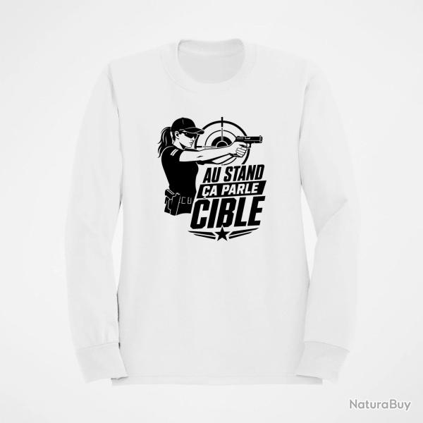 Sweat Tir Sportif Au stand, �a parle cible Blanc