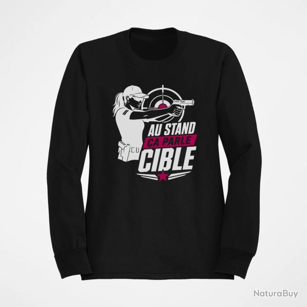 Sweat Tir Sportif Au stand, �a parle cible Noir / Orange