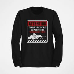 Sweat Tir Sportif Attention tireur susceptible de modifier les faits Noir / Orange