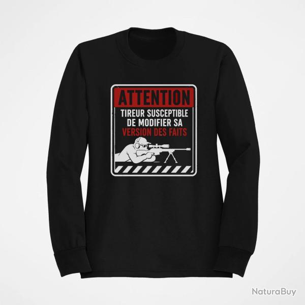 Sweat Tir Sportif Attention tireur susceptible de modifier les faits Noir / Orange