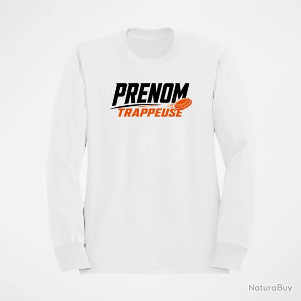 Sweat Ball Trap Pr�nom personnalis� Trappeuse Blanc / Orange
