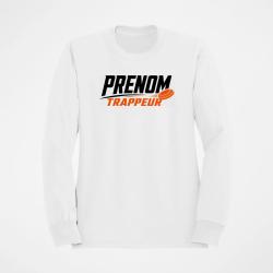 Sweat Ball Trap Pr&eacute;nom personnalis&eacute; Trappeur Blanc / Orange