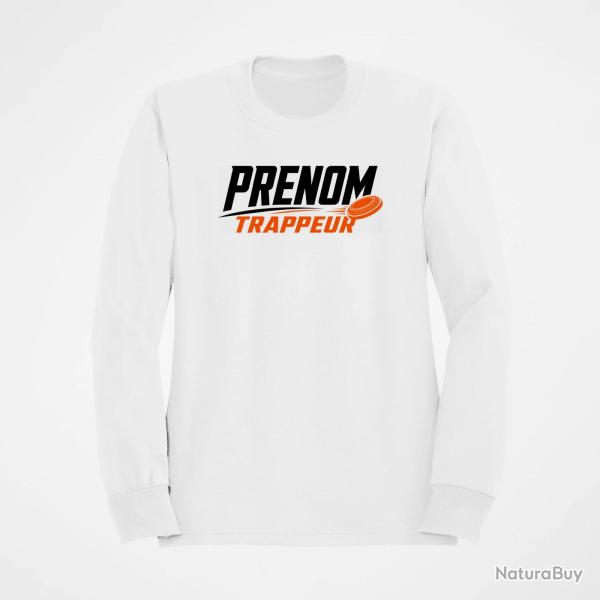 Sweat Ball Trap Pr�nom personnalis� Trappeur Blanc / Orange