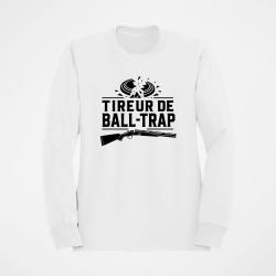 Sweat Ball Trap Tireur sportif Fusil et &eacute;clats Blanc