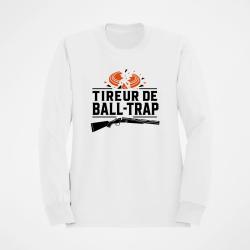 Sweat Ball Trap Tireur sportif Fusil et &eacute;clats Blanc / Orange