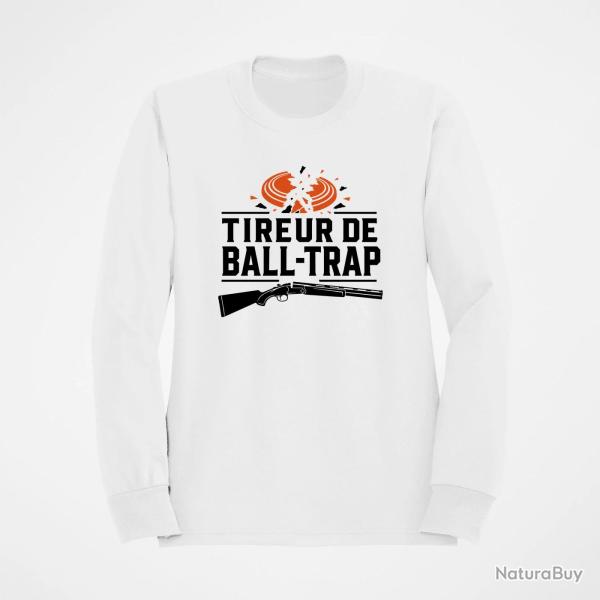 Sweat Ball Trap Tireur sportif Fusil et �clats Blanc / Orange