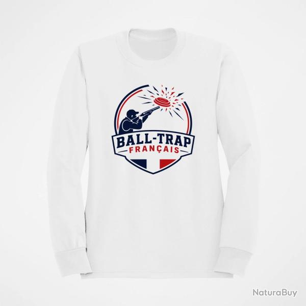 Sweat Ball Trap Tireur fran�ais Plateau en ligne Blanc / Tricolore