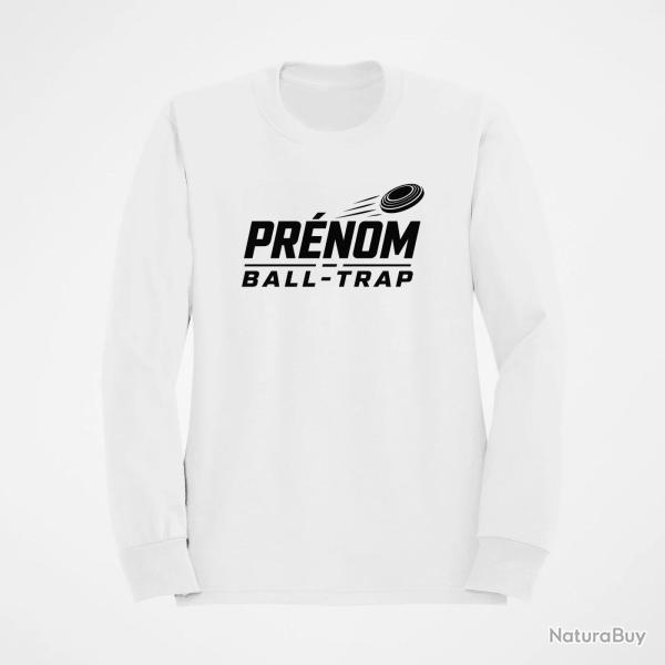 Sweat Ball Trap Pr�nom personnalis� Passion tir Blanc