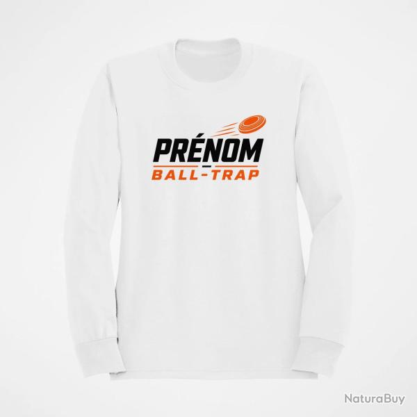 Sweat Ball Trap Pr�nom personnalis� Passion tir Blanc / Orange