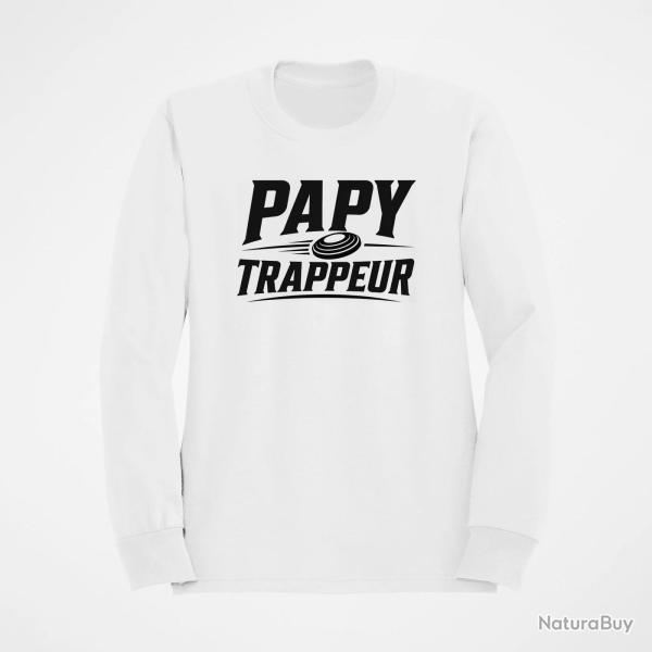 Sweat Ball Trap Papy trappeur Cadeau passion Blanc