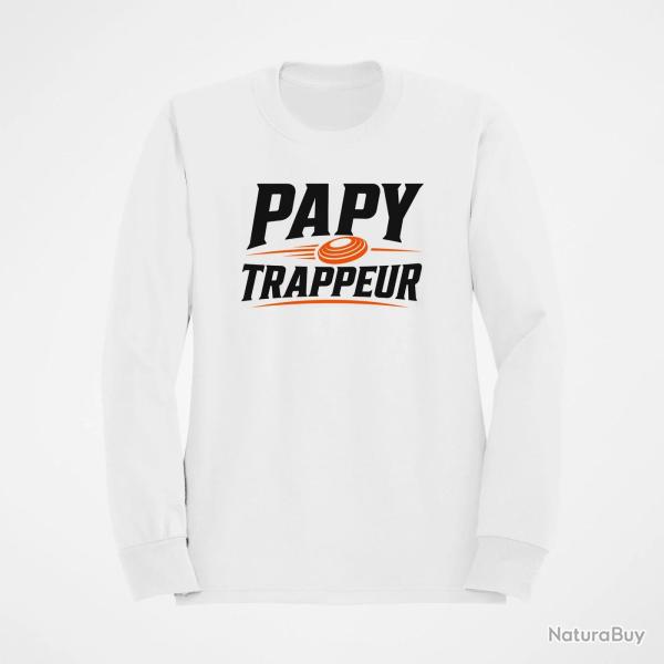 Sweat Ball Trap Papy trappeur Cadeau passion Blanc / Orange