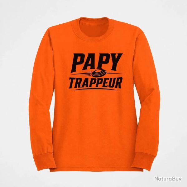 Sweat Ball Trap Papy trappeur Cadeau passion Orange