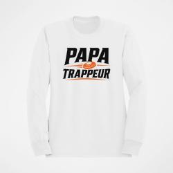 Sweat Ball Trap Papa trappeur Cadeau personnalis&eacute; Blanc / Orange