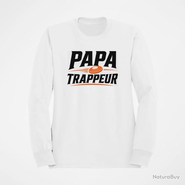 Sweat Ball Trap Papa trappeur Cadeau personnalis� Blanc / Orange