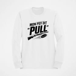 Sweat Ball Trap Mon psy dit Pull Humour tireur Blanc