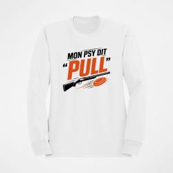 Sweat Ball Trap Mon psy dit Pull Humour tireur Blanc / Orange
