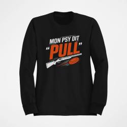 Sweat Ball Trap Mon psy dit Pull Humour tireur Noir / Orange