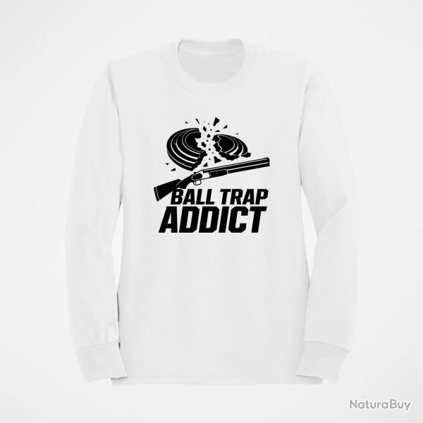 Sweat Ball Trap Addict Fusil et plateaux Blanc