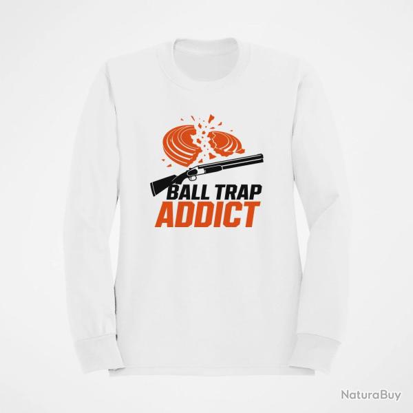 Sweat Ball Trap Addict Fusil et plateaux Blanc / Orange