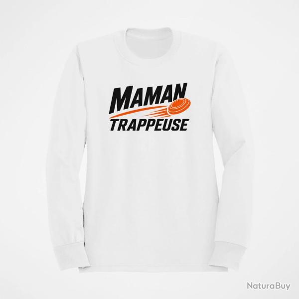 Sweat Ball Trap Maman trappeuse Cadeau personnalis� Blanc / Orange