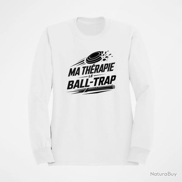 Sweat Ball Trap Ma th�rapie, le Ball Trap Humour Blanc