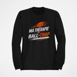 Sweat Ball Trap Ma th&eacute;rapie, le Ball Trap Humour Noir / Orange