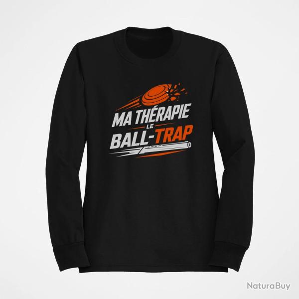 Sweat Ball Trap Ma th�rapie, le Ball Trap Humour Noir / Orange