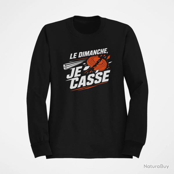 Sweat Ball Trap Le dimanche je casse Stand de tir Noir / Orange