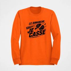 Sweat Ball Trap Le dimanche je casse Stand de tir Orange