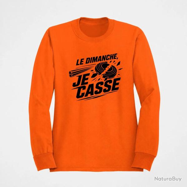 Sweat Ball Trap Le dimanche je casse Stand de tir Orange
