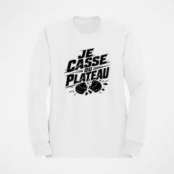 Sweat Ball Trap Je casse du plateau Slogan tireur Blanc