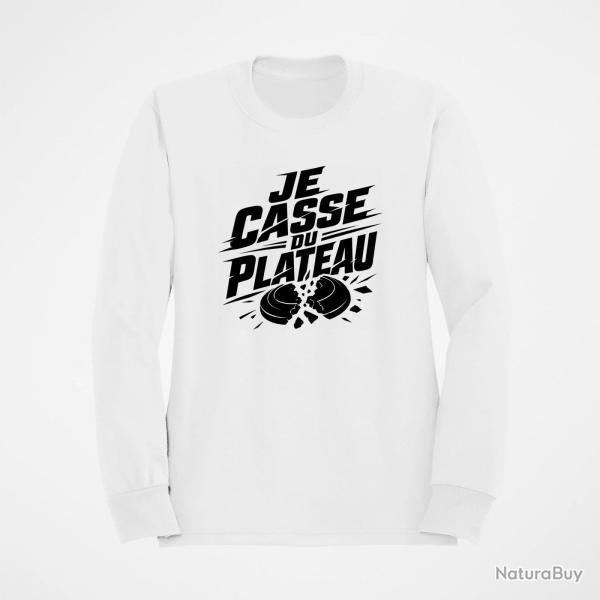 Sweat Ball Trap Je casse du plateau Slogan tireur Blanc