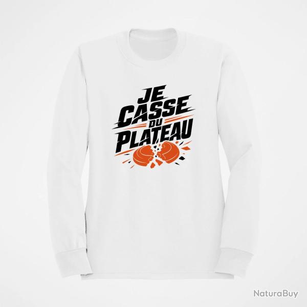 Sweat Ball Trap Je casse du plateau Slogan tireur Blanc / Orange