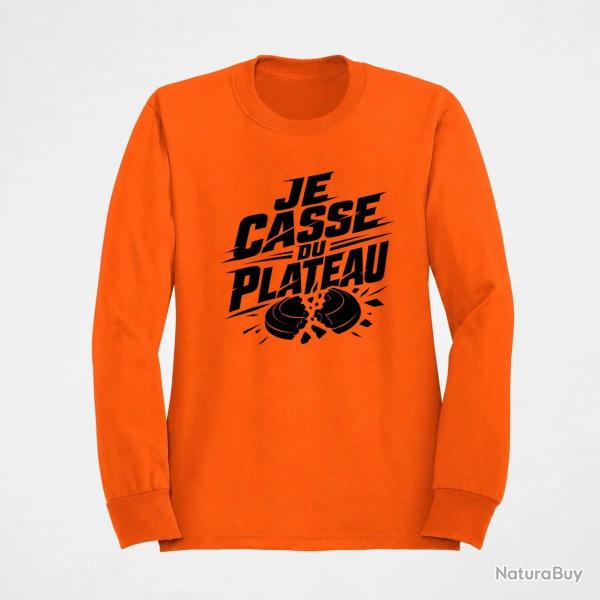 Sweat Ball Trap Je casse du plateau Slogan tireur Orange