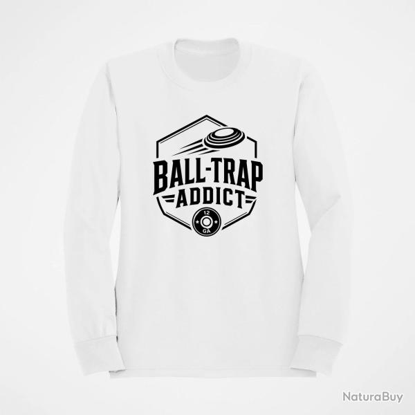 Sweat Ball Trap Addict Badge calibre 12 Blanc