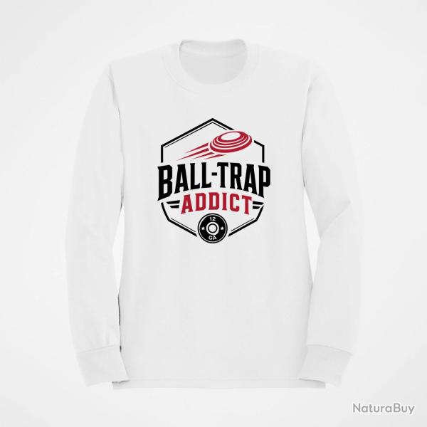 Sweat Ball Trap Addict Badge calibre 12 Blanc / Noir et rouge