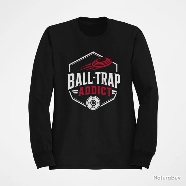 Sweat Ball Trap Addict Badge calibre 12 Noir / Blanc et rouge