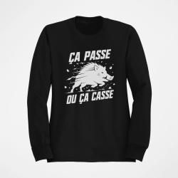 Sweat Chasse &Ccedil;a passe ou &ccedil;a casse Sanglier Noir