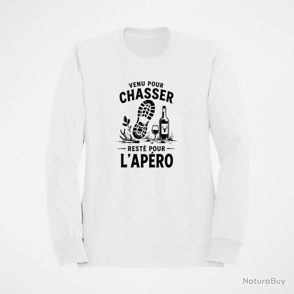 Pull Chasse Venu pour chasser, rest� pour l'ap�ro Blanc