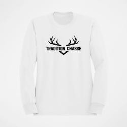 Pull Chasse Tradition chasse For&ecirc;t et ramure Blanc
