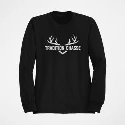 Pull Chasse Tradition chasse For&ecirc;t et ramure Noir