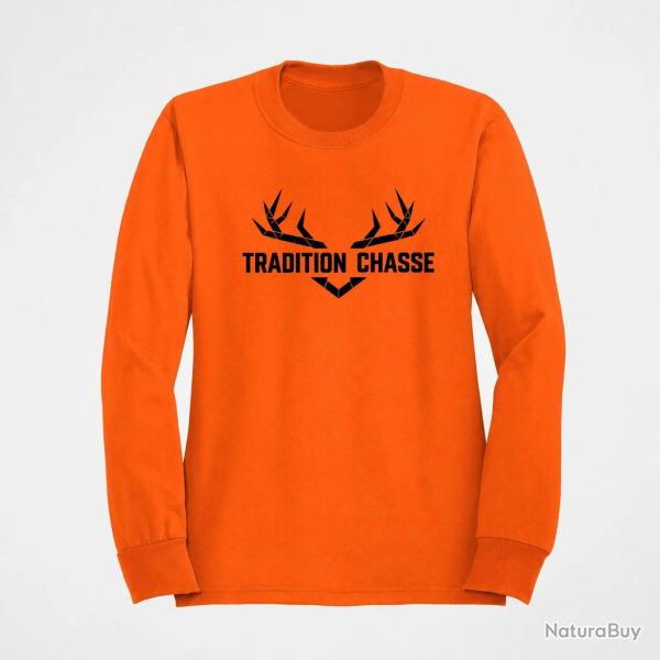 Pull Chasse Tradition chasse For�t et ramure Orange