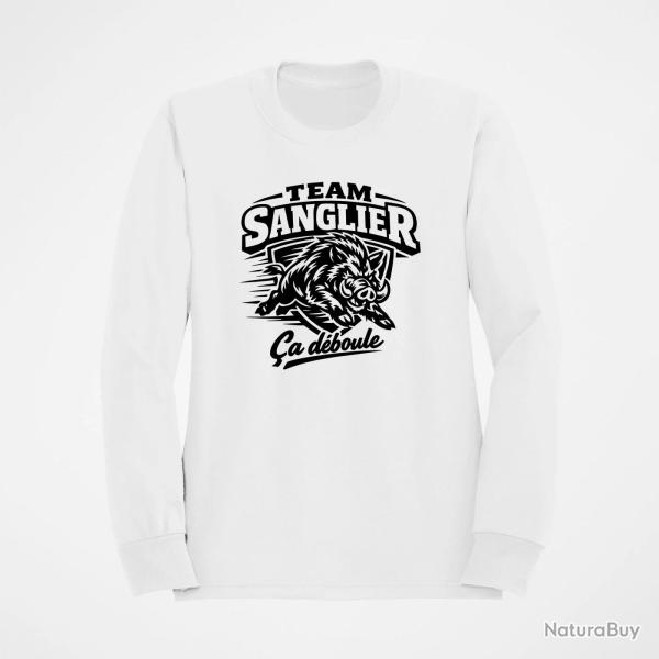 Sweat Chasse Team sanglier �a d�boule Blanc