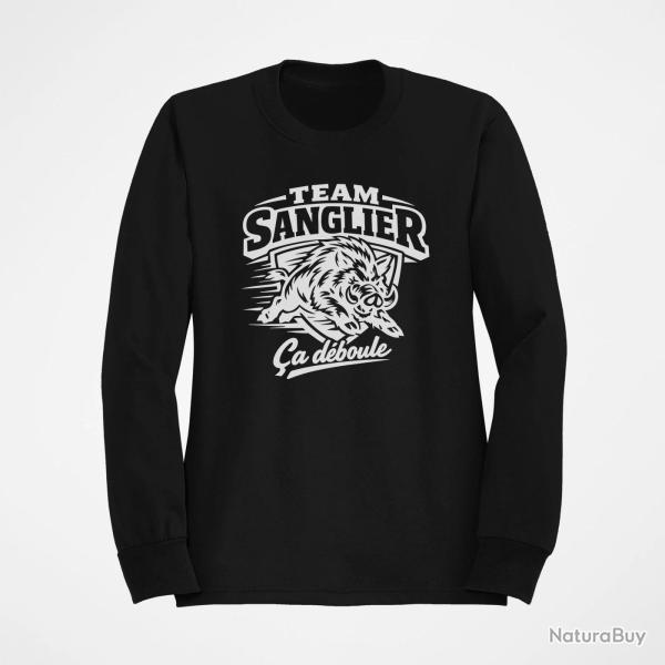 Sweat Chasse Team sanglier �a d�boule Noir