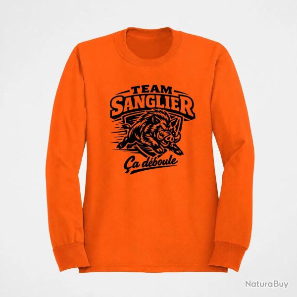 Sweat Chasse Team sanglier �a d�boule Orange