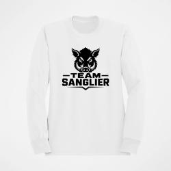 Pull Chasse Team sanglier Portrait sauvage Blanc