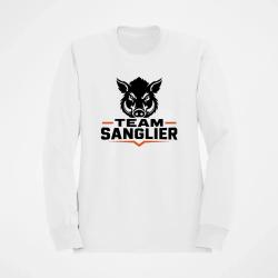 Pull Chasse Team sanglier Portrait sauvage Blanc / Orange