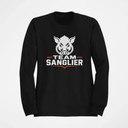 Pull Chasse Team sanglier Portrait sauvage Noir / Orange