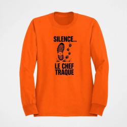 Pull Chasse Silence, le chef traque Empreintes Orange